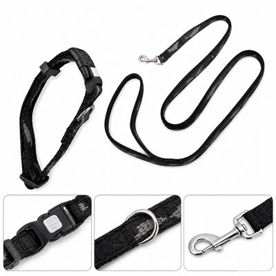 Dog Collar With Leash - Black Camo Dog Collar With Leash - Black Camo
