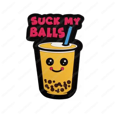 PWG022 Suck My Balls Bubble Tea PVC Rubber Patch With Velcro - Full Colour PWG022 Suck My Balls Bubble Tea PVC Rubber Patch With Velcro - Full Colour