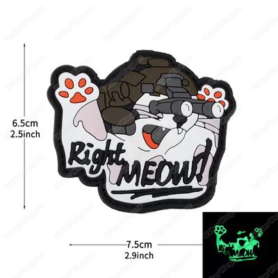 PWG027 Right Meow PVC Rubber Patch With Velcro - Full Colour PWG027 Right Meow PVC Rubber Patch With Velcro - Full Colour