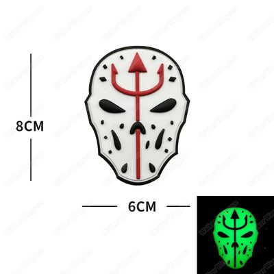 PWG026 Jason Voorhees Mask White PVC Rubber Patch With Velcro - Full Colour PWG026 Jason Voorhees Mask White PVC Rubber Patch With Velcro - Full Colour