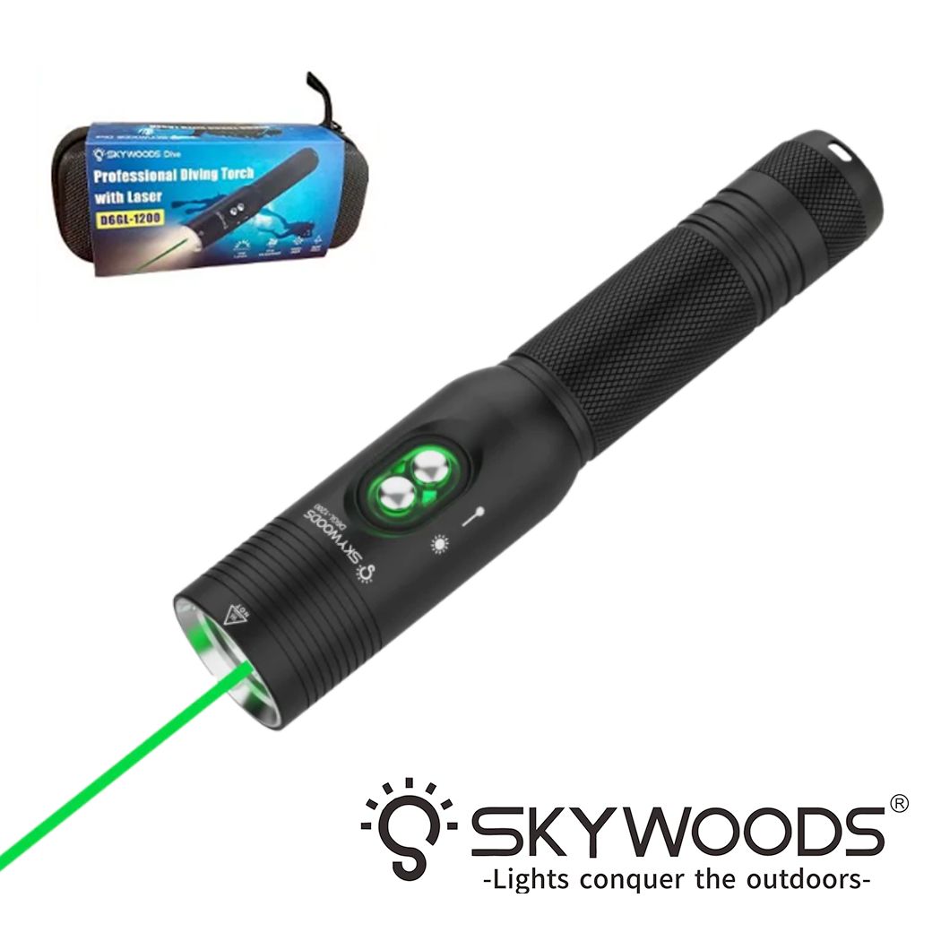 Skywoods D6 GL Professional Dive Torch Diving Flashlight With Laser Skywoods D6 GL Professional Dive Torch Diving Flashlight With Laser
