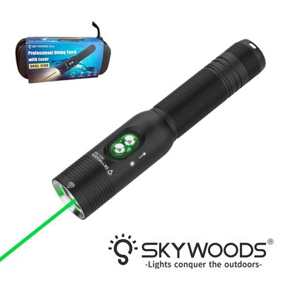 Skywoods D6 GL Professional Dive Torch Diving Flashlight With Laser Skywoods D6 GL Professional Dive Torch Diving Flashlight With Laser