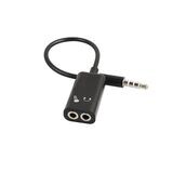 3.5mm Stereo Splitter Audio Male to Earphone Headset + Microphone Adapter - Black.