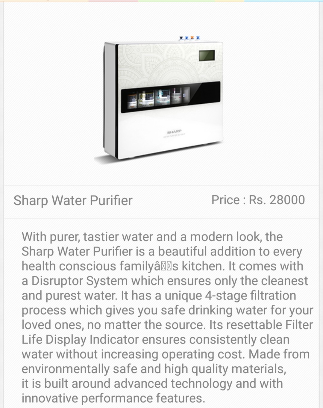 VESTIGE&#39;S SHARP WATER PURIFIER