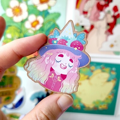 Witchy Pin/Magnet - Strawberry