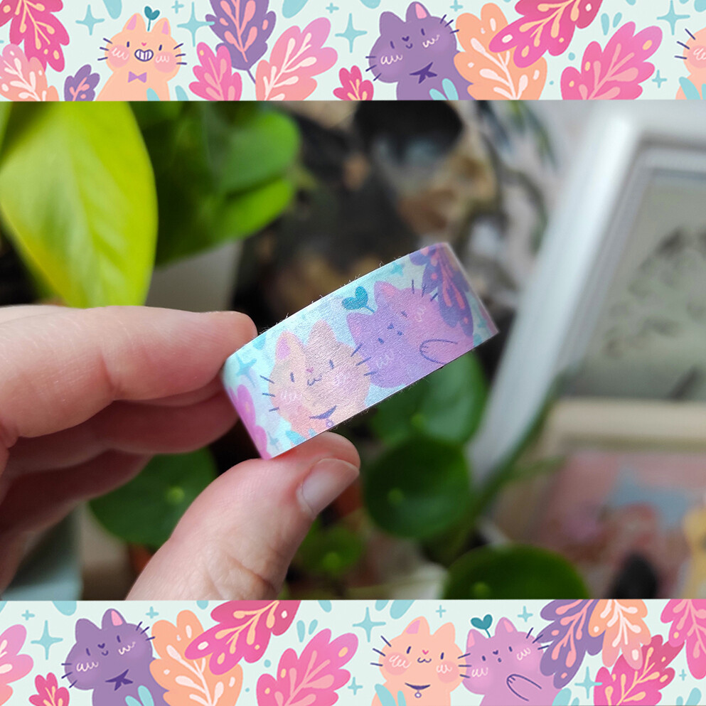 Washi tape - Kitties and Leaves