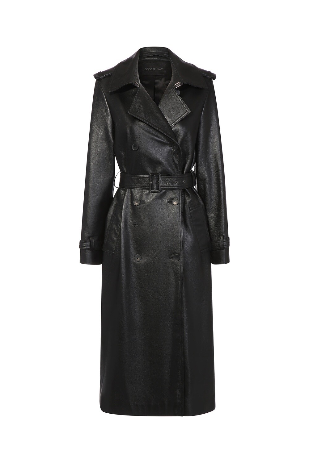 Leather trench coat in black