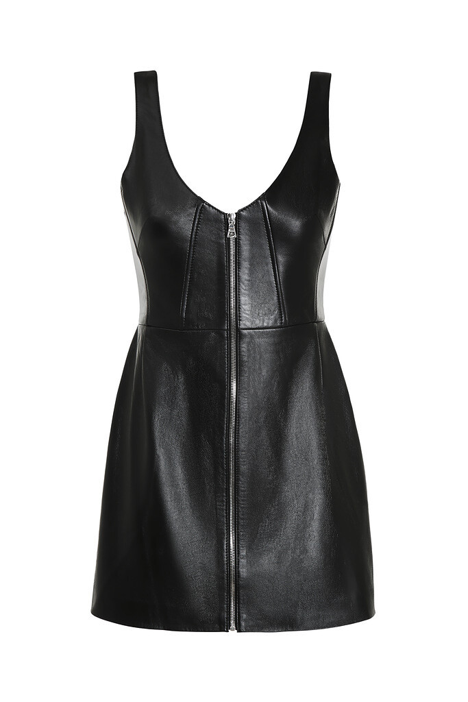 Leather corset dress in black