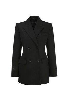 Black wool double-breasted jacket