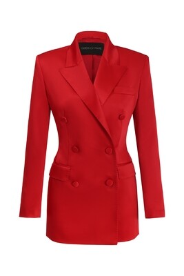 Satin fitted blazer in red