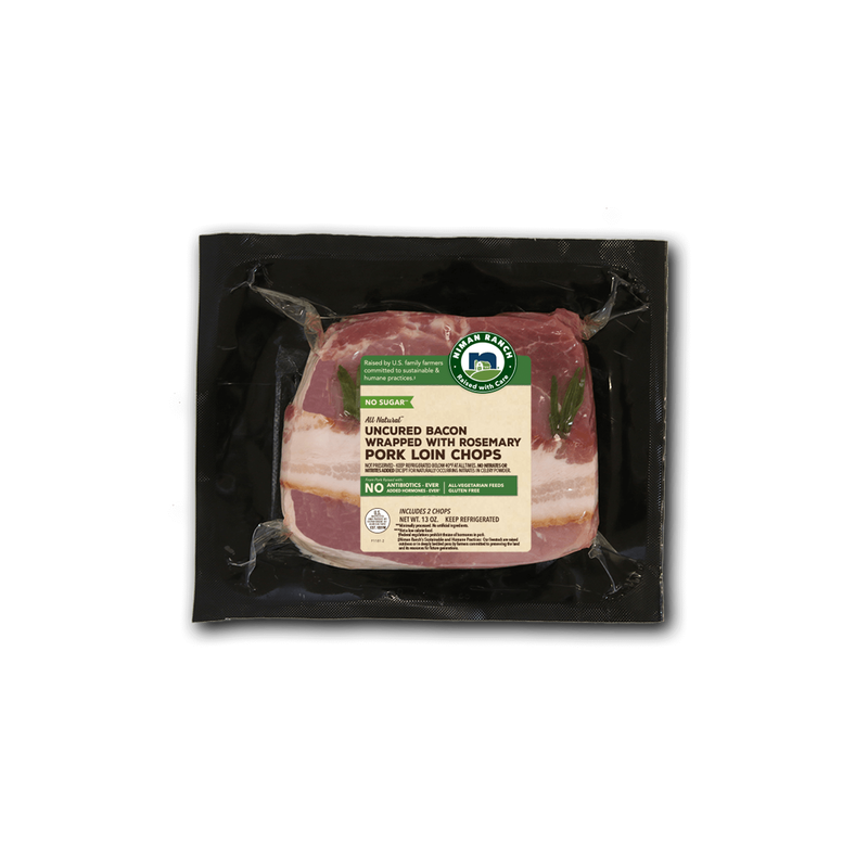 Bacon Wrapped Rosemary Pork Chops