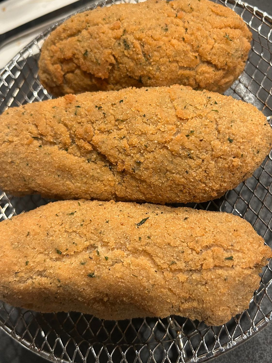 Par-fried golden Chicken Rockefeller