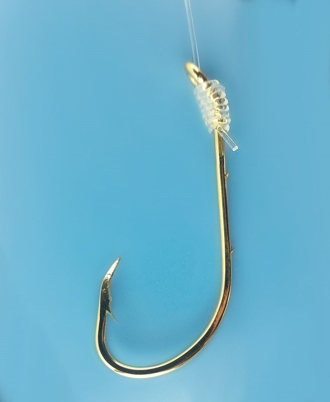 Tide Rite Saltwater Snelled Hooks for Striped Bass - Gold - 6 PACK - 6/0