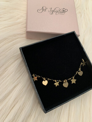 Bracciale Cuori E Stelle con pietre nere