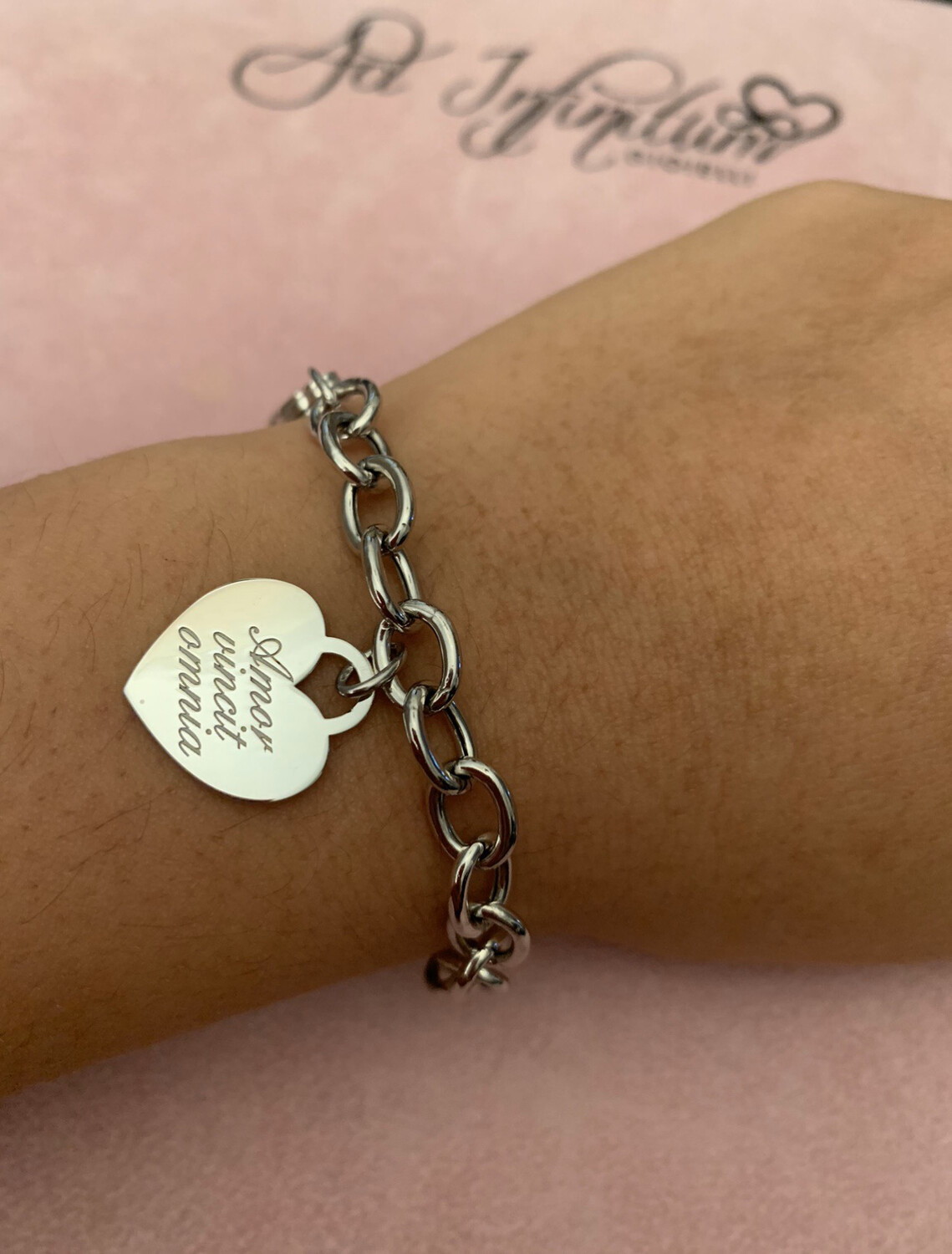 Bracciale maglia cuore personalizzato Bracciale maglia cuore personalizzato