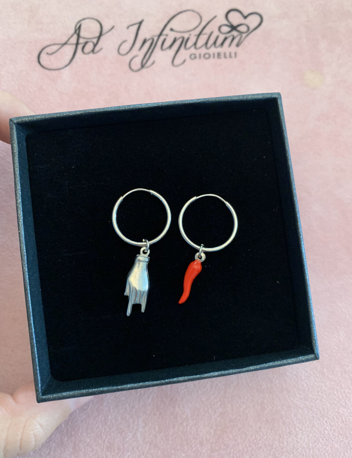 Orecchini cerchio corno e corna