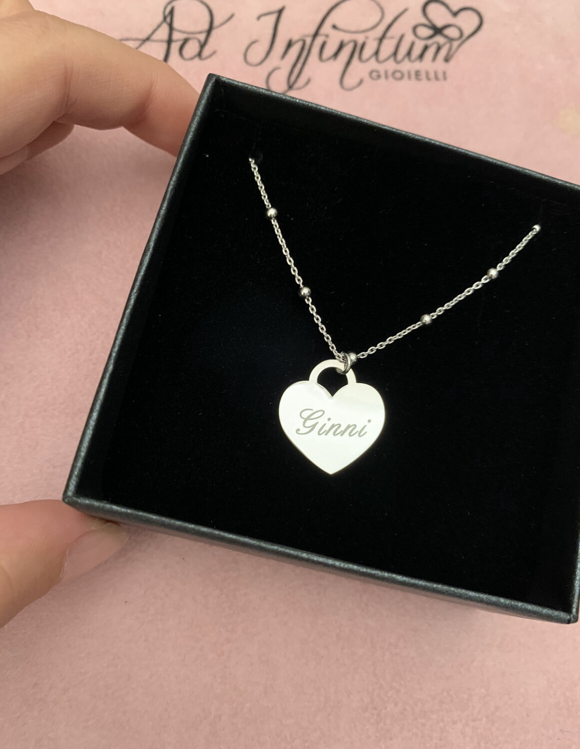 ​Collana cuore archetto personalizzata con incisione fronte e retro