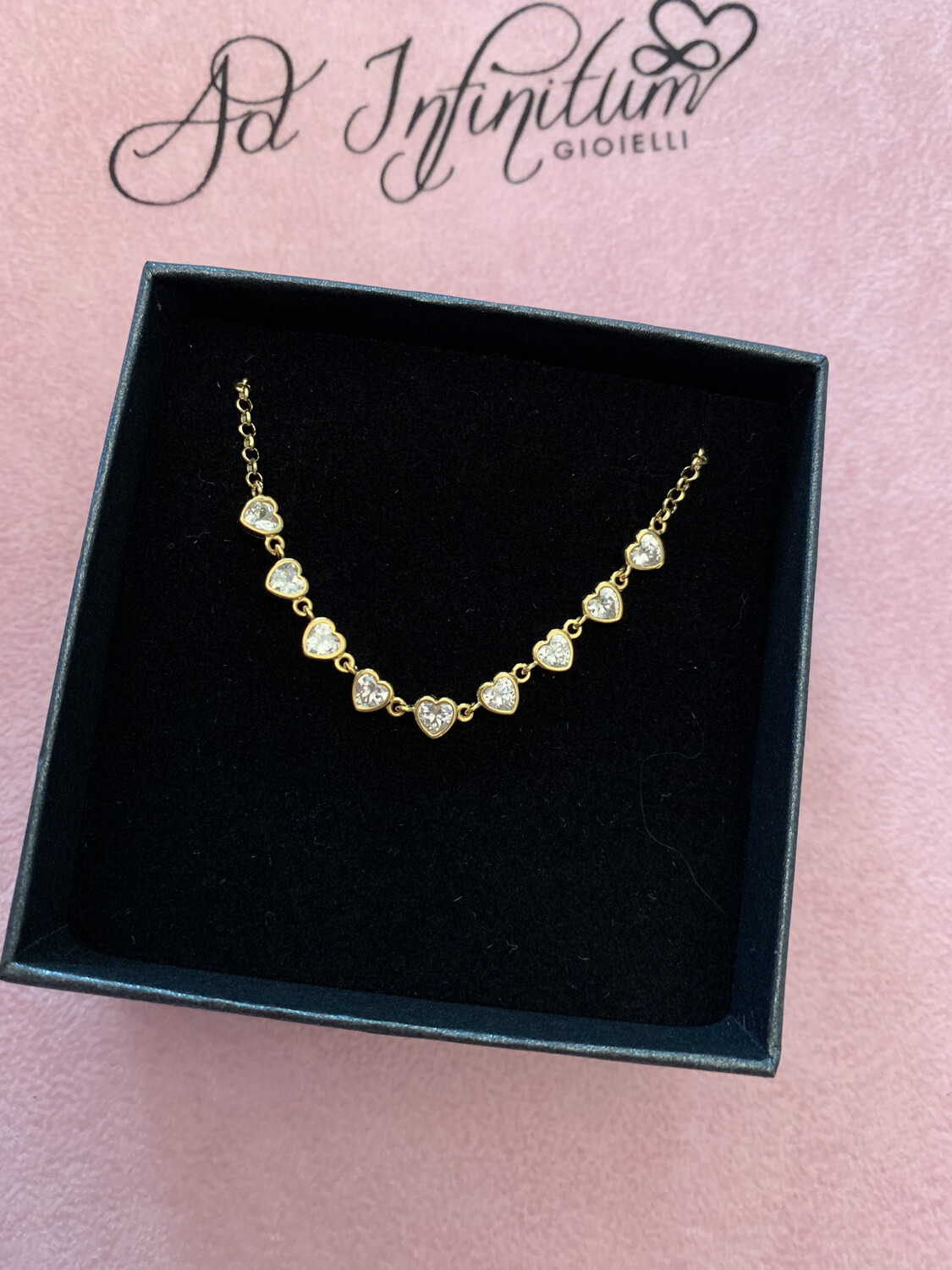 Collana mezza cuori zirconi (Ale Cammarota) Collana mezza cuori zirconi (Ale Cammarota)