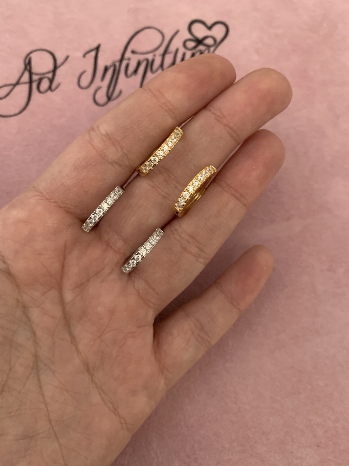 ORECCHINI Cerchietti Con Zirconi Diametro 1.2 Cm