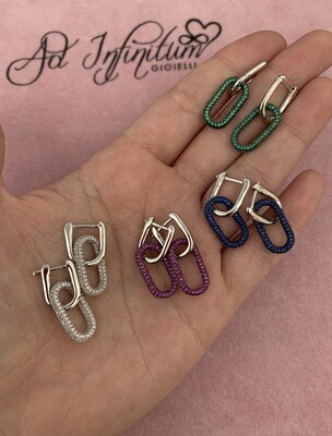 Orecchini Rettangolari Doppi Zirconi