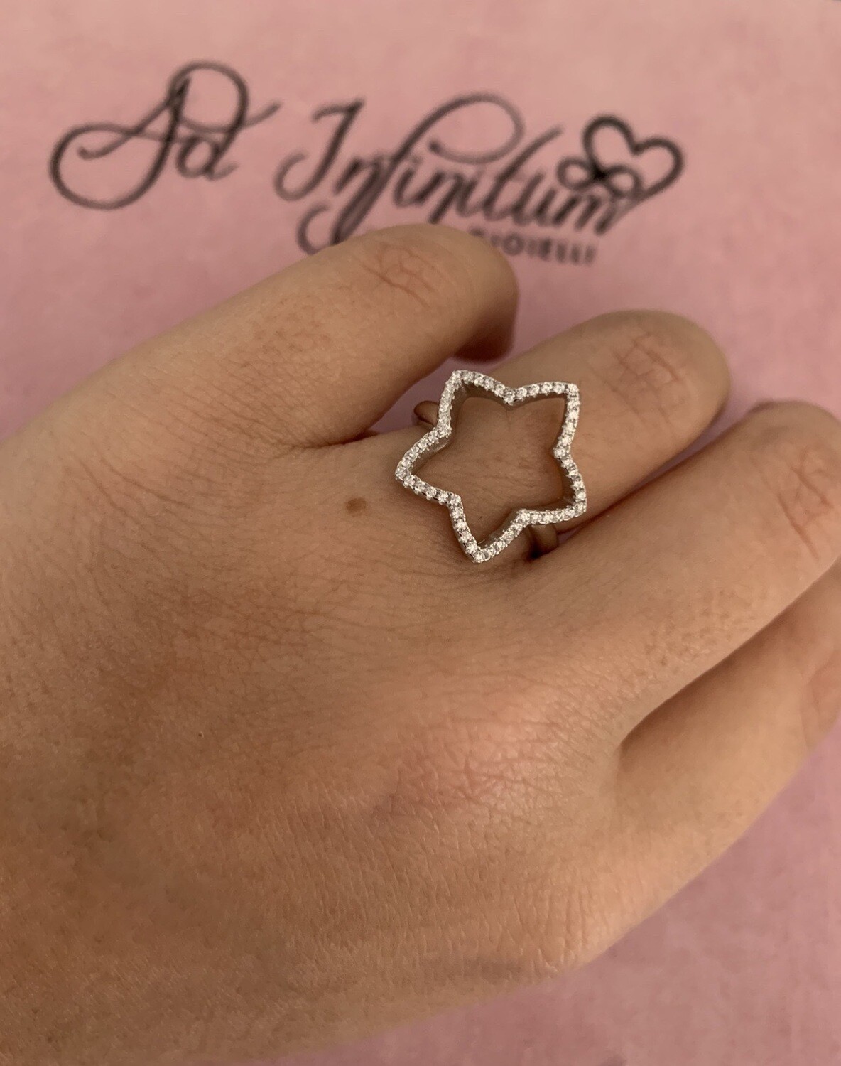 Anello Stella Filo Zirconi