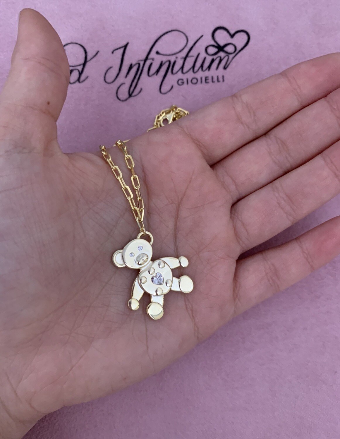 Collana Orsetto Big E Zircone