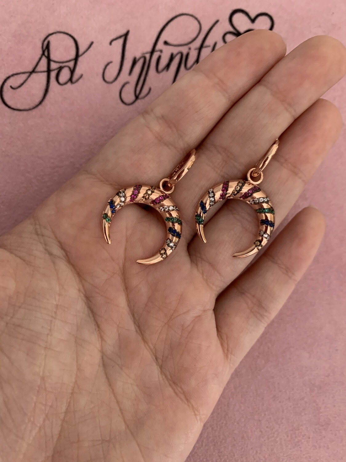 Orecchini Luna Motivo Rainbow