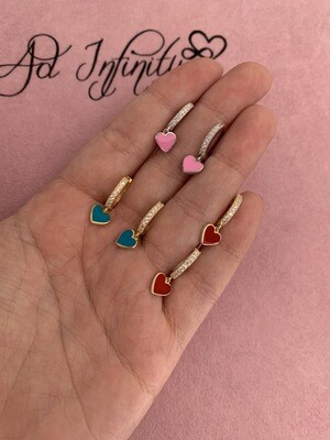 Orecchini Cerchio Cuore Smalto & Zirconi