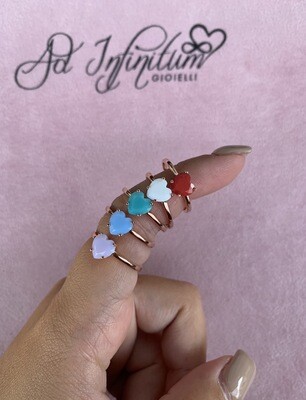 Anello Cuore Solitario Opale