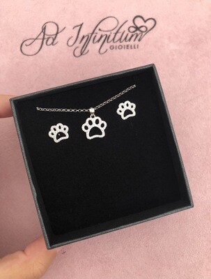 Parure Collana e Orecchini Zampa Zirconi