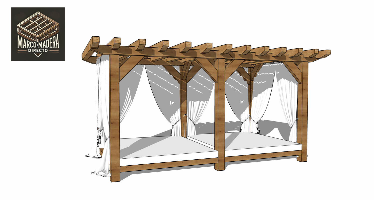 Balinese Bed 2.1m x 4m  - 140mm posts