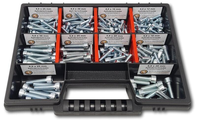 Cylinder head screws assortment M4-M5-M6 12mm-30mm 210 pcs. screw box DIN 912 Cylinder head screws assortment M4-M5-M6 12mm-30mm 210 pcs. screw box DIN 912