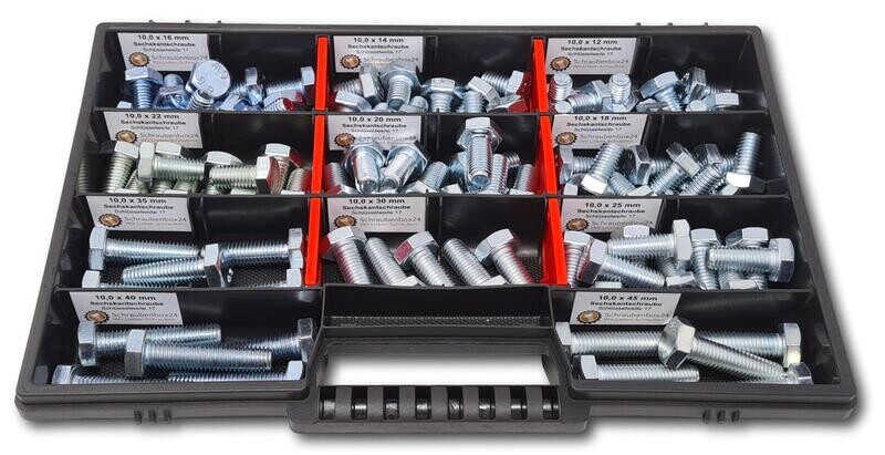 Hexagon bolts assortment M10 / / 12mm-45mm 90 pcs. screw box DIN 933