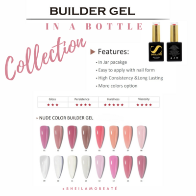 16 Nudes of Builder Gels in bottles | NUDES IN BLACK COLLECTION | @ €15 each