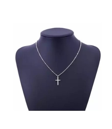 Silver chain cross necklace small
