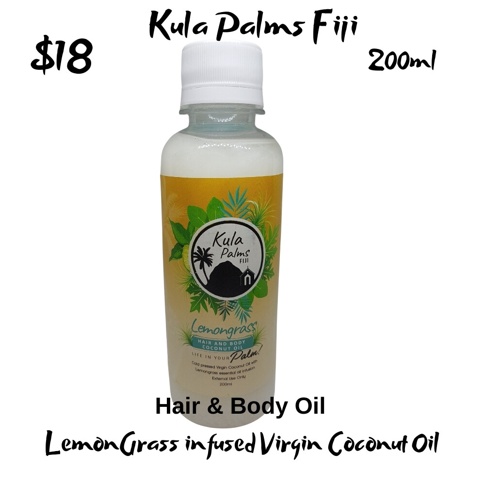LemonGrass Hair & Body Fragrant 200ml - Infused Coconut Oil - Organic Skincare