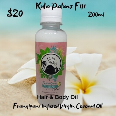 Frangipani Hair & Body Fragrant 200ml - Infused Coconut Oil - Organic Skincare