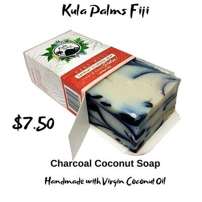 Coconut Swirl Charcoal Soap - Infused with Coconut Oil
