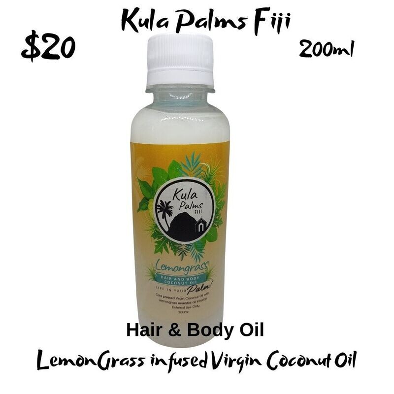 LemonGrass Hair &amp; Body Fragrant 200ml - Infused Coconut Oil