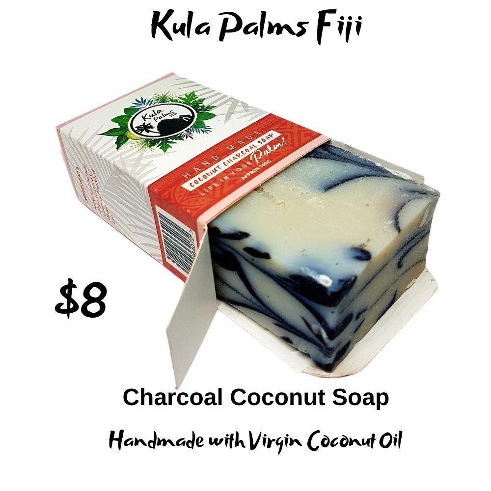 Coconut Swirl Charcoal Soap - Infused with Coconut Oil