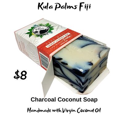 Coconut Swirl Charcoal Soap - Infused with Coconut Oil