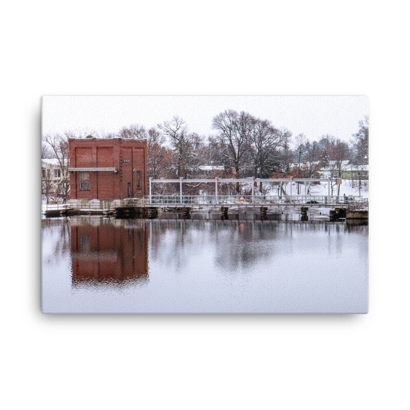 Chetek Dam in Winter on Canvas