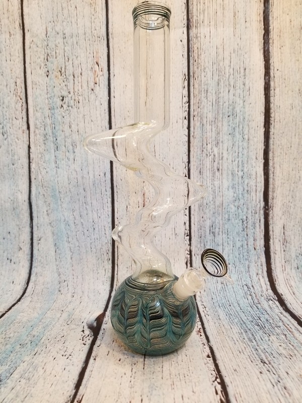 WATERPIPE TALL ZIGGY ZAGGY BLUE