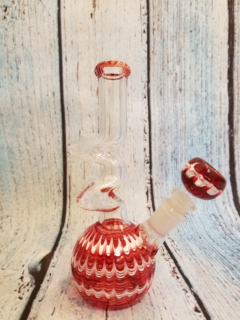 WATERPIPE SHORT ZIGGY ZAGGY BUBBLE RED