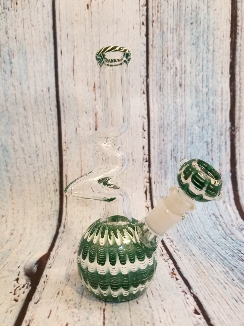 WATERPIPE SHORT ZIGGY ZAGGY BUBBLE GREEN