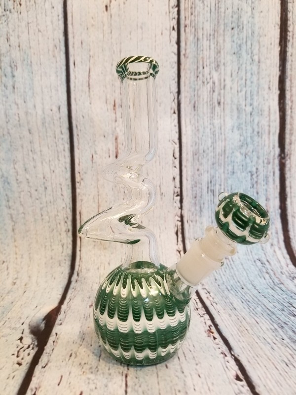 WATERPIPE SHORT ZIGGY ZAGGY BUBBLE GREEN