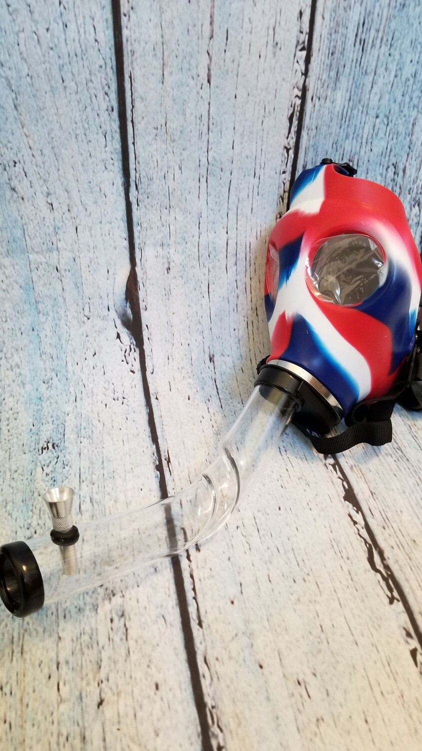 Gas Mask Red White And Blue