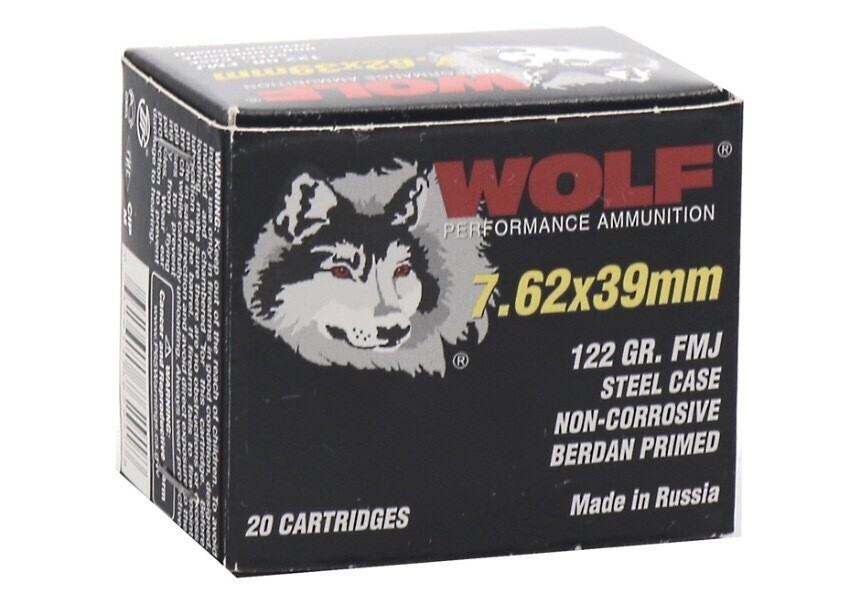Wolf Performance 7.62x39mm Ammo 122 Grain FMJ Steel Case 1000 Rounds
