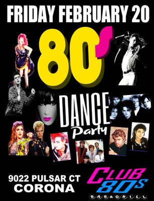 February 20th, 2026- Friday - 80's New Wave Dance Party
