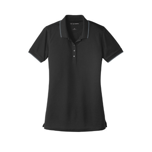 Port Authority® Ladies Dry Zone® UV Micro-Mesh Tipped Polo, Color Choices: Deep Black/Graphite